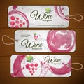 Grapes or Wine concept design. Set of stickers